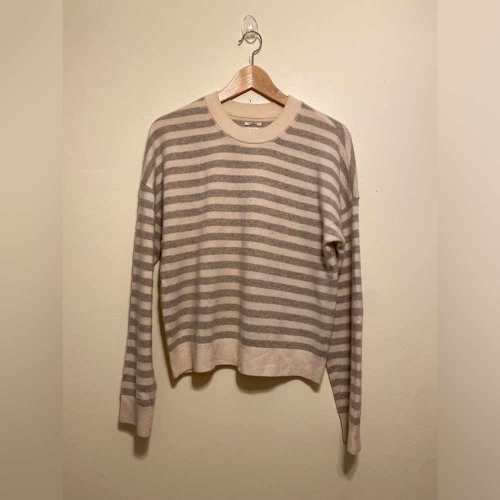 Abercrombie & Fitch Cashmere Neutral Striped Crewneck Sweater. Size M